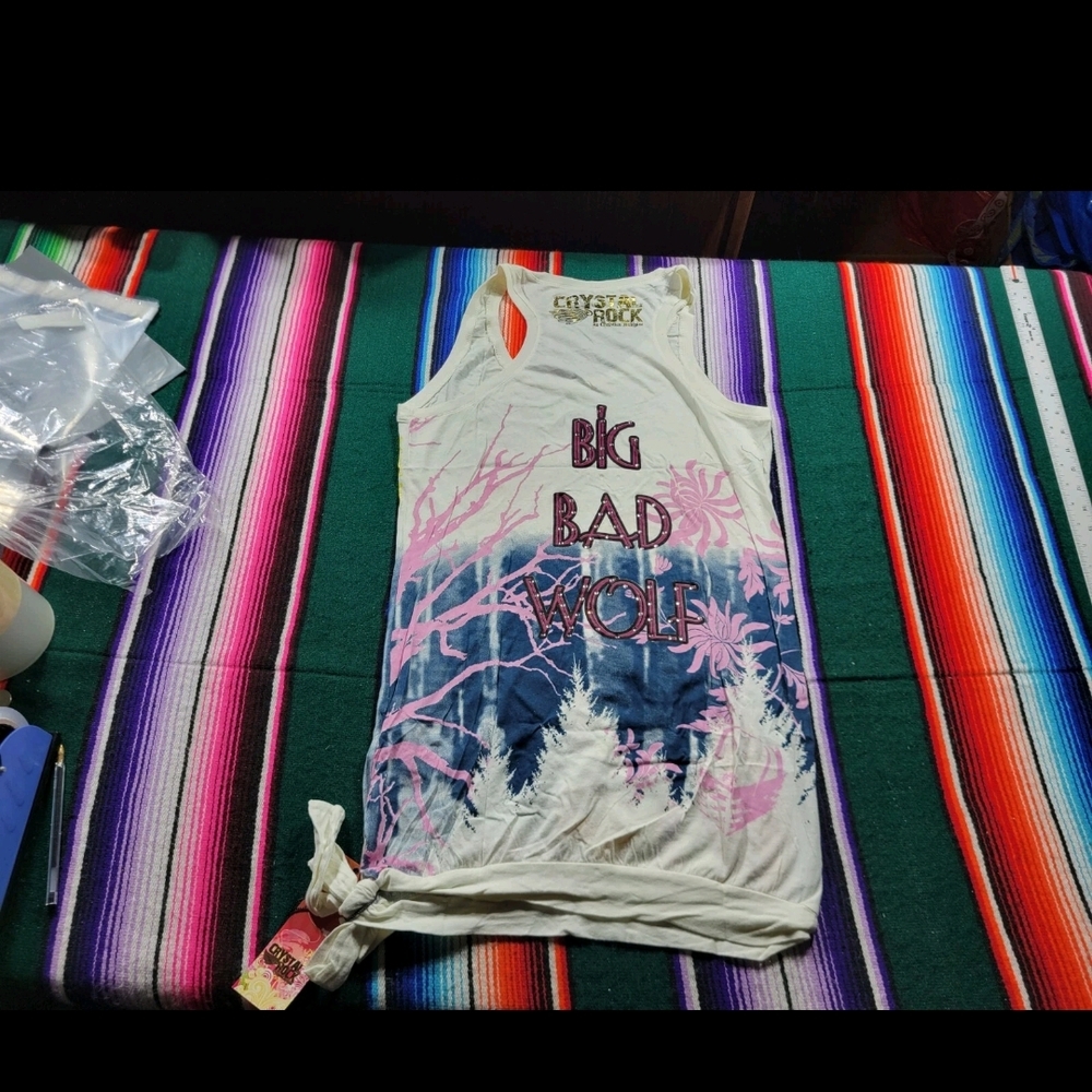 NWT Crystal Rock By Christan Audiguer Red Riding Hood Tank Top. M - Picture 5 of 8